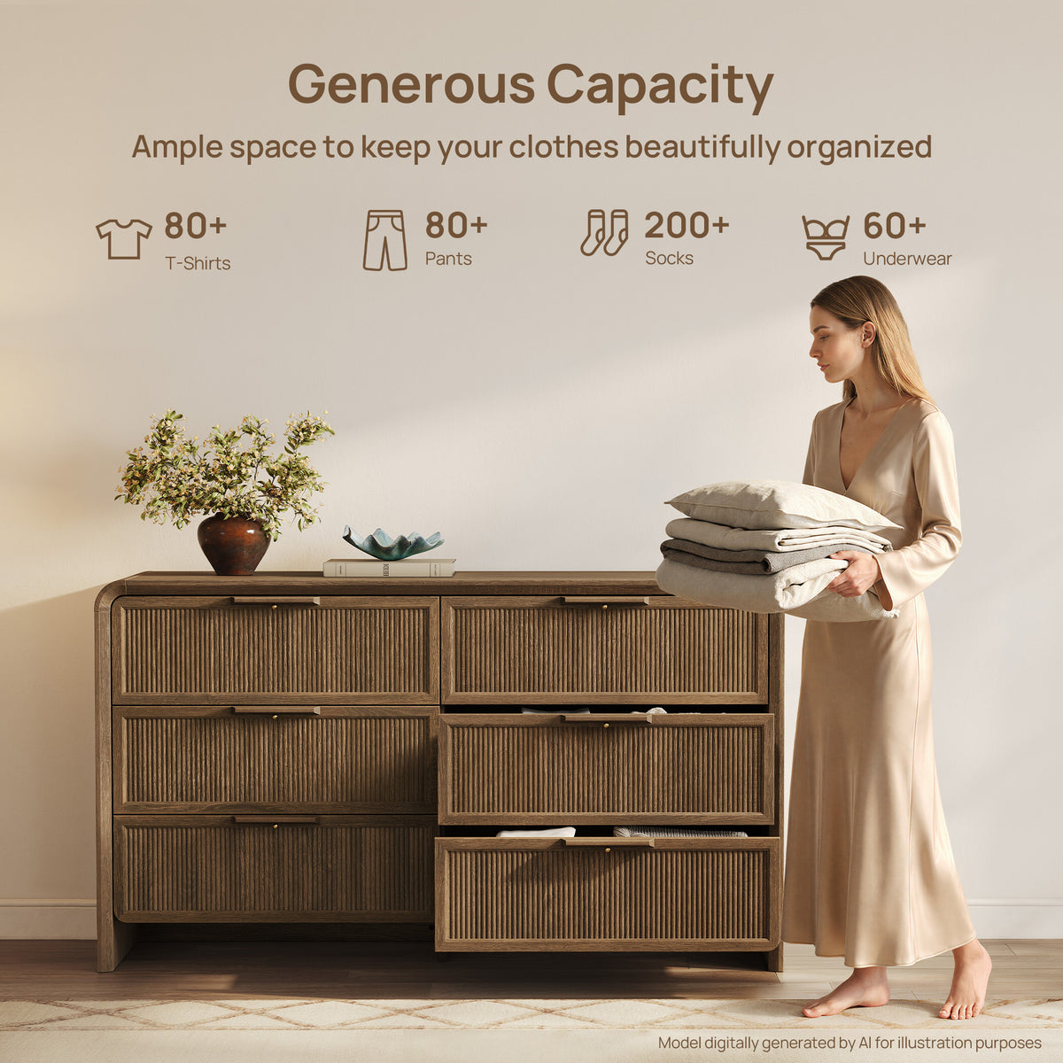Alina 55'' Wide Bedroom Dresser with 6 Drawers, Set of 2