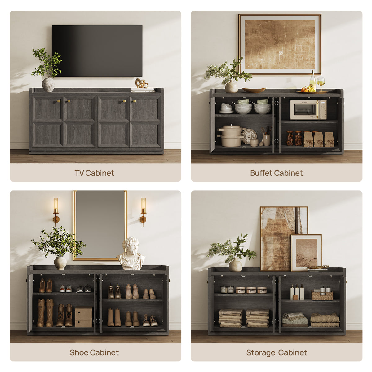 Helio Black Sideboard with 4 Doors