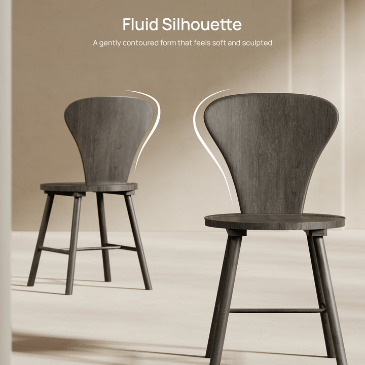 Cas Modern Solid-Wood Dining Chairs, Fluted Style