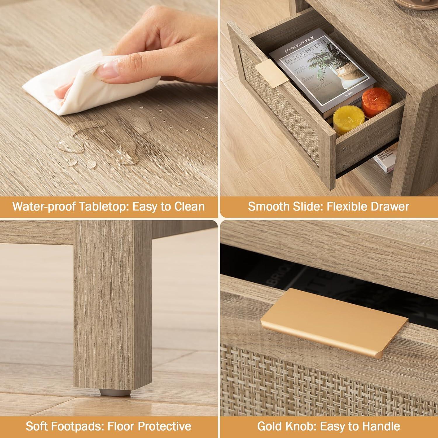 Savanna Rattan Nightstand for Bedroom