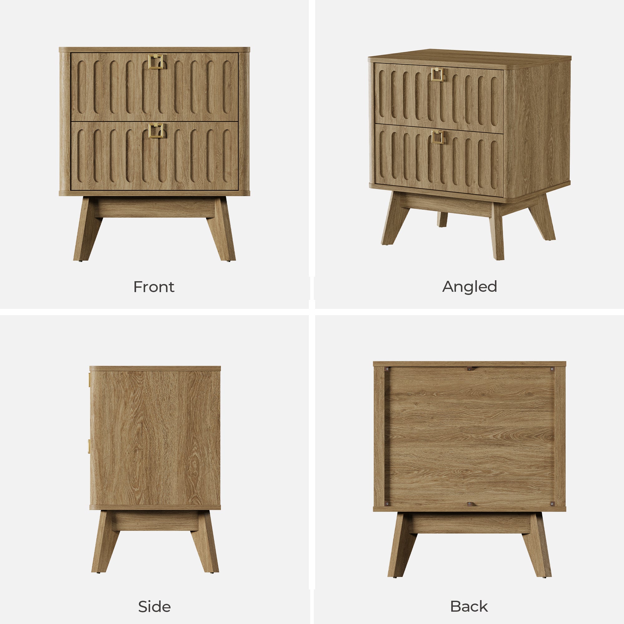 Domus 2-Drawer Nightstand, Modern Design