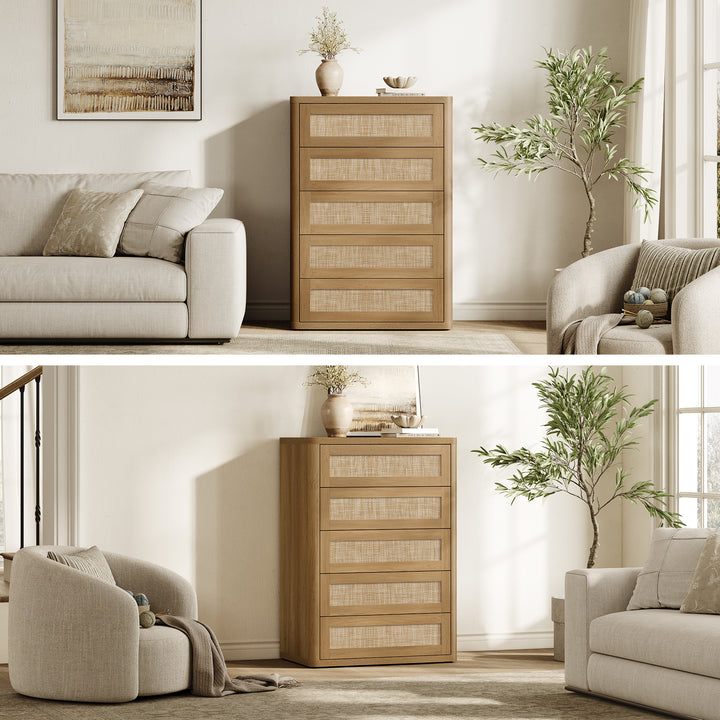 Zura Rattan Dresser, 5 Drawers