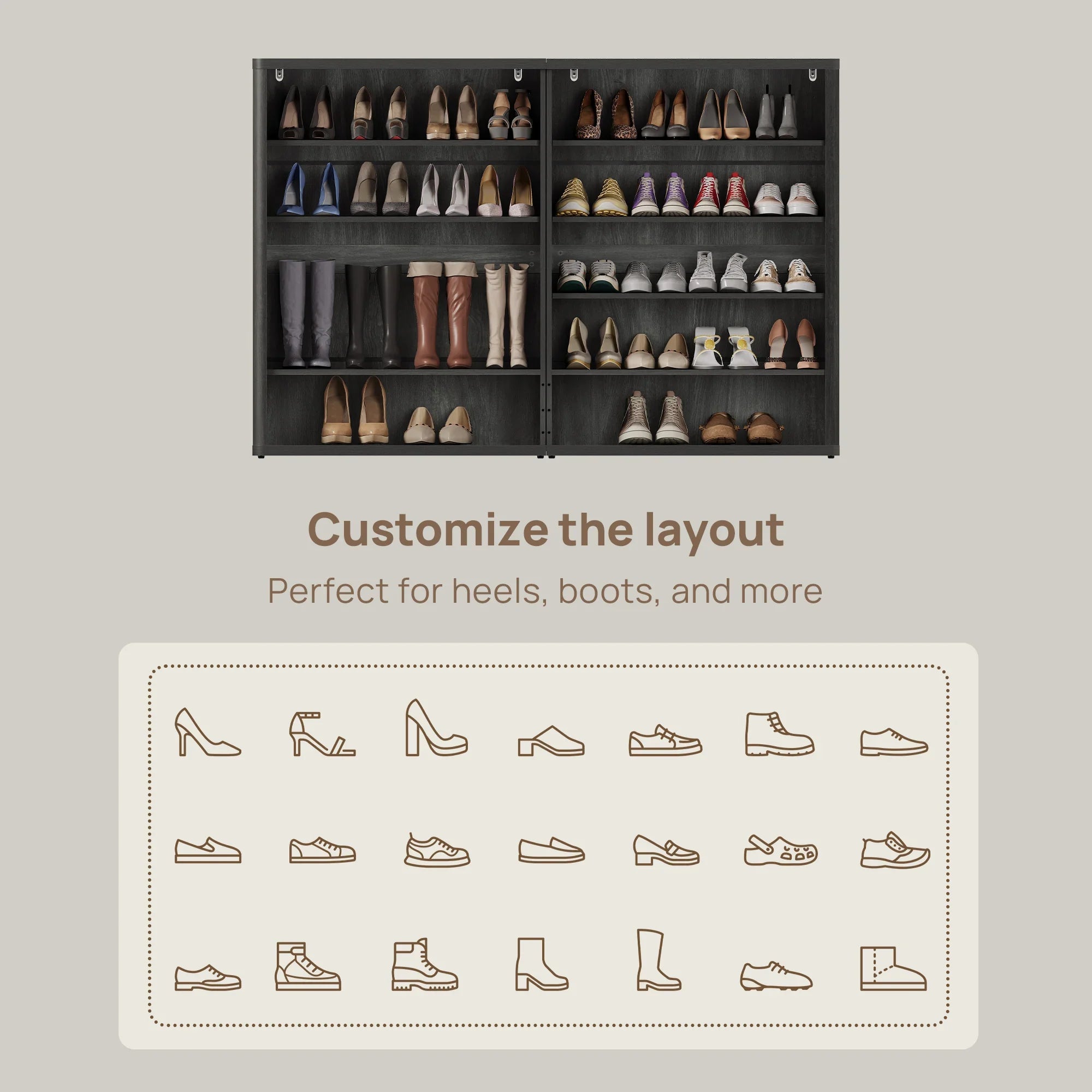 Zura 2-Piece Black Shoe Cabinet