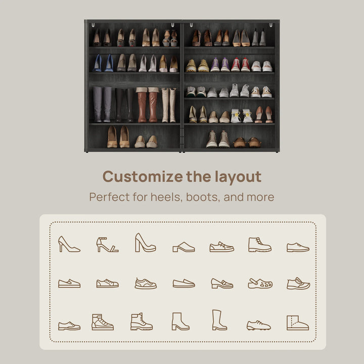 Zura 2-Piece Black Shoe Cabinet