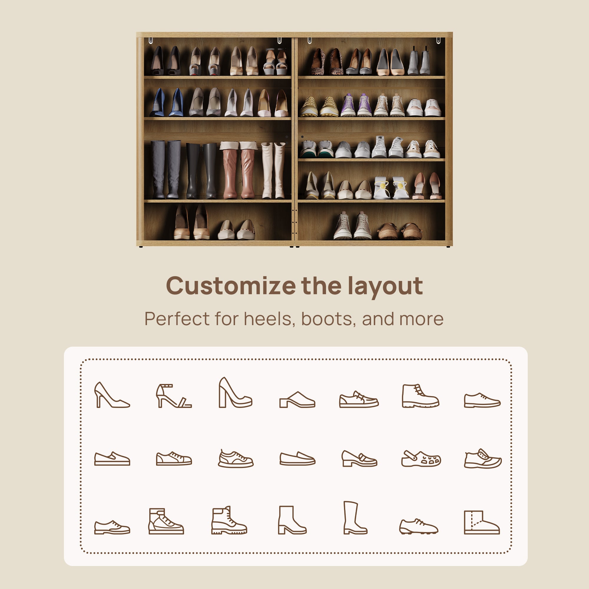 Zura 50-Pair Shoe Cabinet with 4 Doors