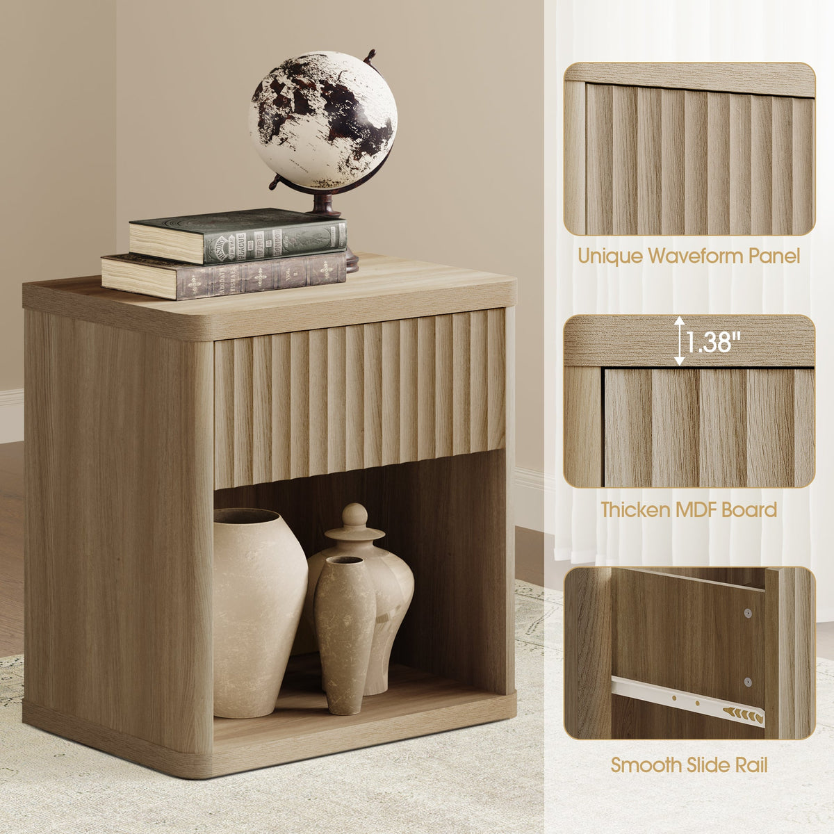 Cas Nightstand with Drawer, Set of 2