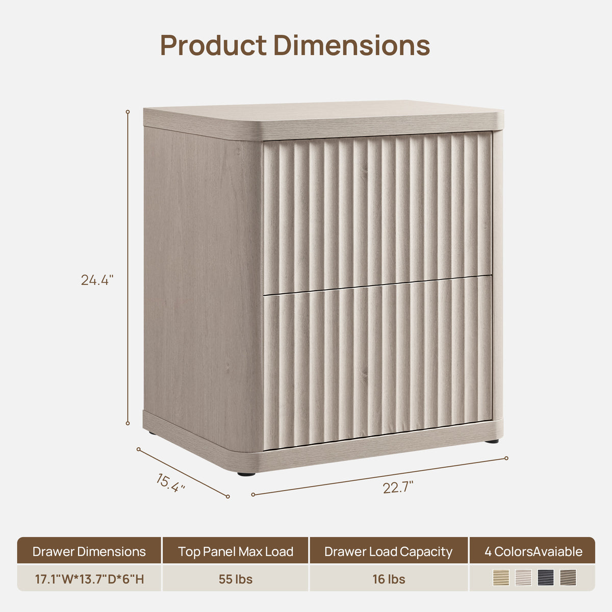 Cas 2 Drawers Nightstand for Bedroom