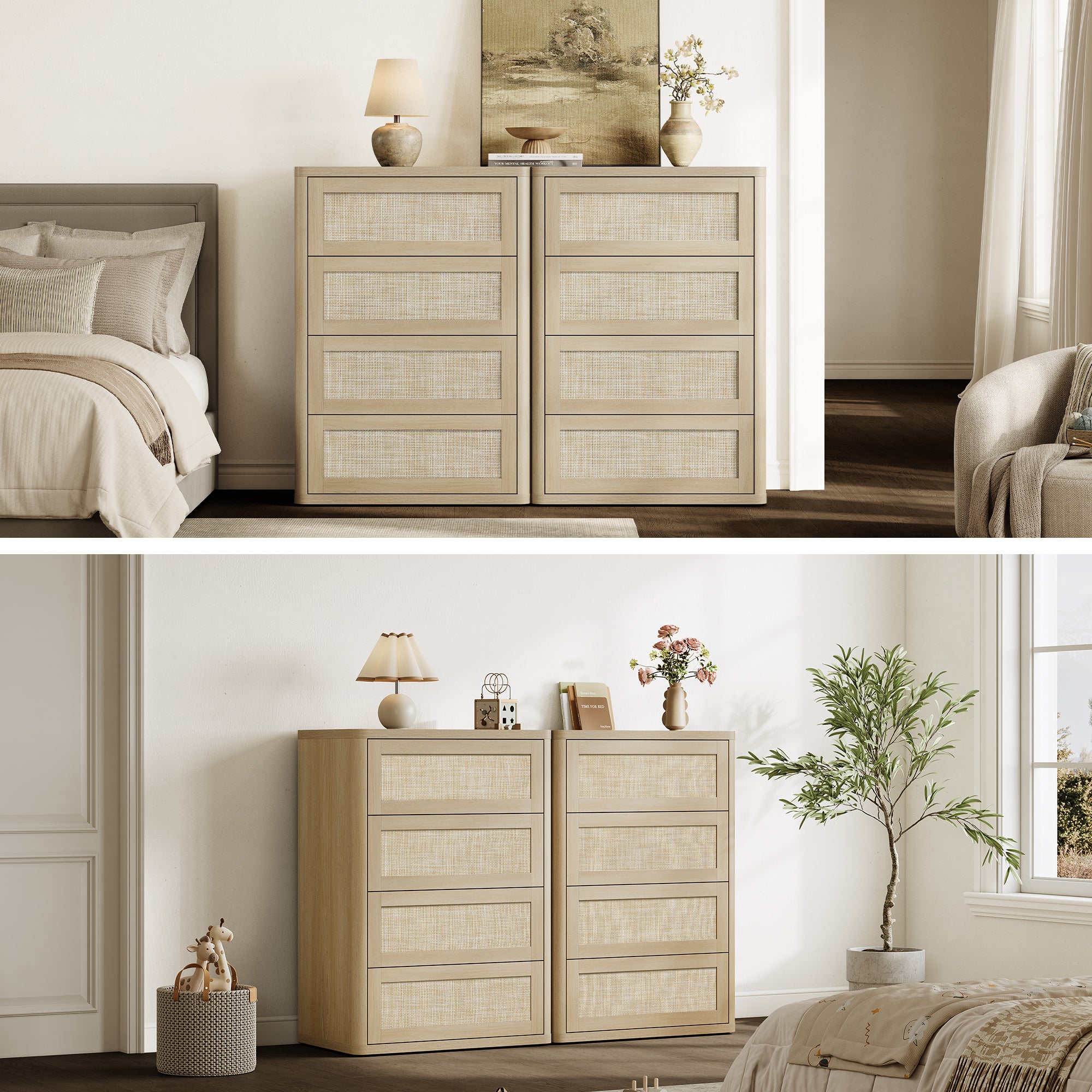 Zura Rattan Dresser with 4 Spacious Drawers