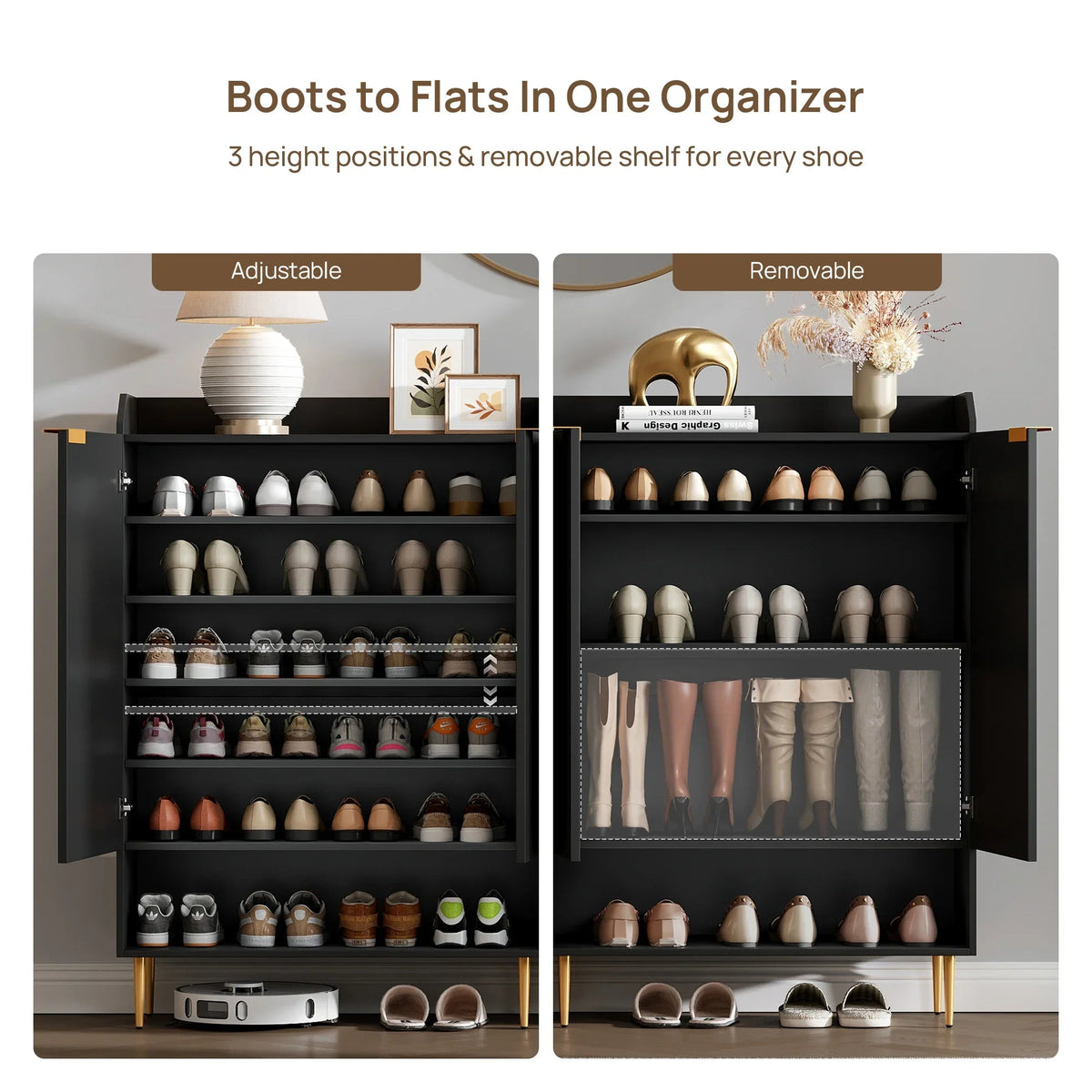 Opus Shoe Cabinet with 2 Doors, Set of 2