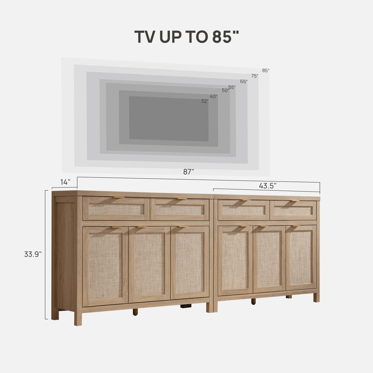 Savanna TV Stand with Drawers, 43.5Inch Wide