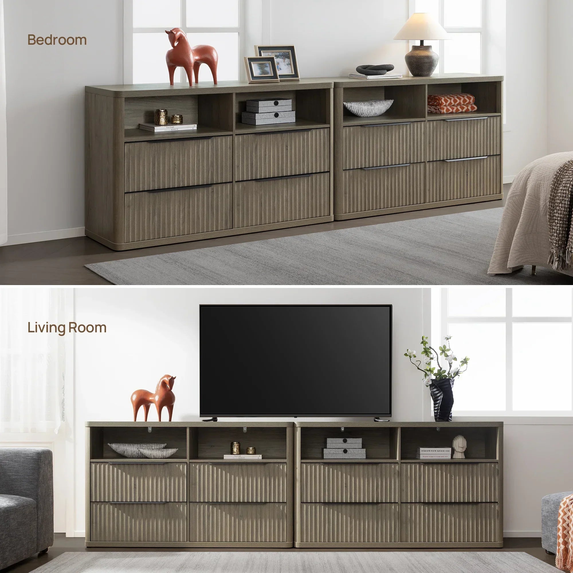 Cas 4 Drawer dresser with Open Shelf