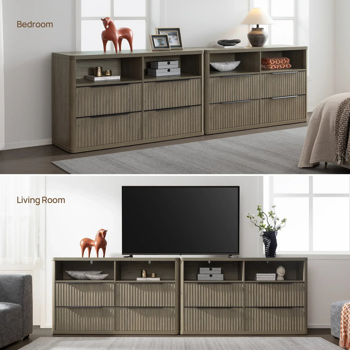 Cas 4 Drawer dresser with Open Shelf