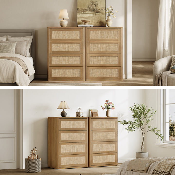 Zura Rattan 4-Drawer Dresser, Bedroom Storage