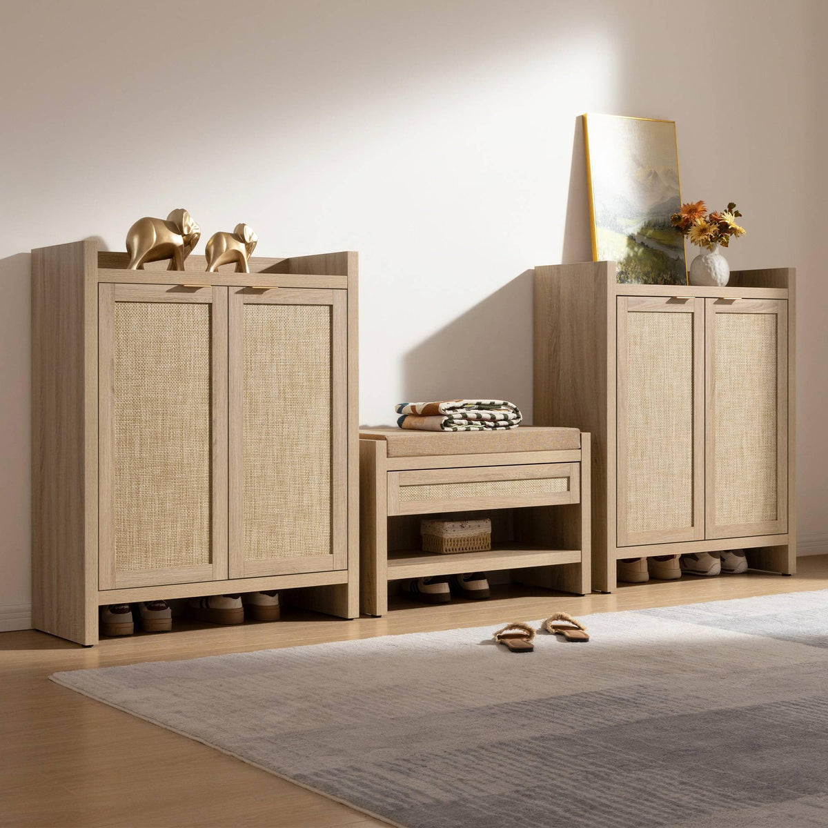 Savanna 2-Door Shoe Storage Cabinet, Set of 2
