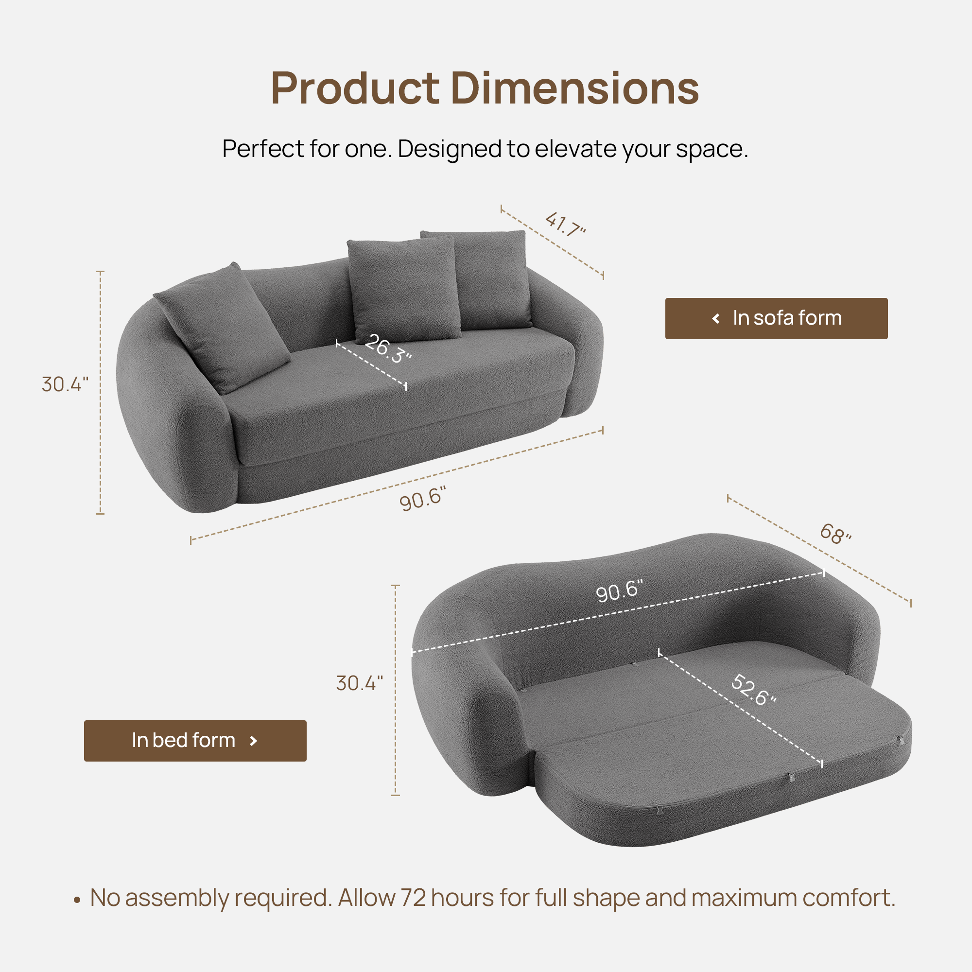 Nimbus 3 Seater Sofa Couch, Dark Grey