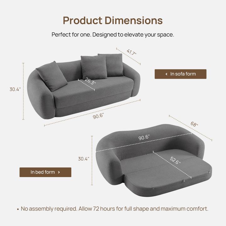 Nimbus 3 Seater Sofa Couch, Dark Grey