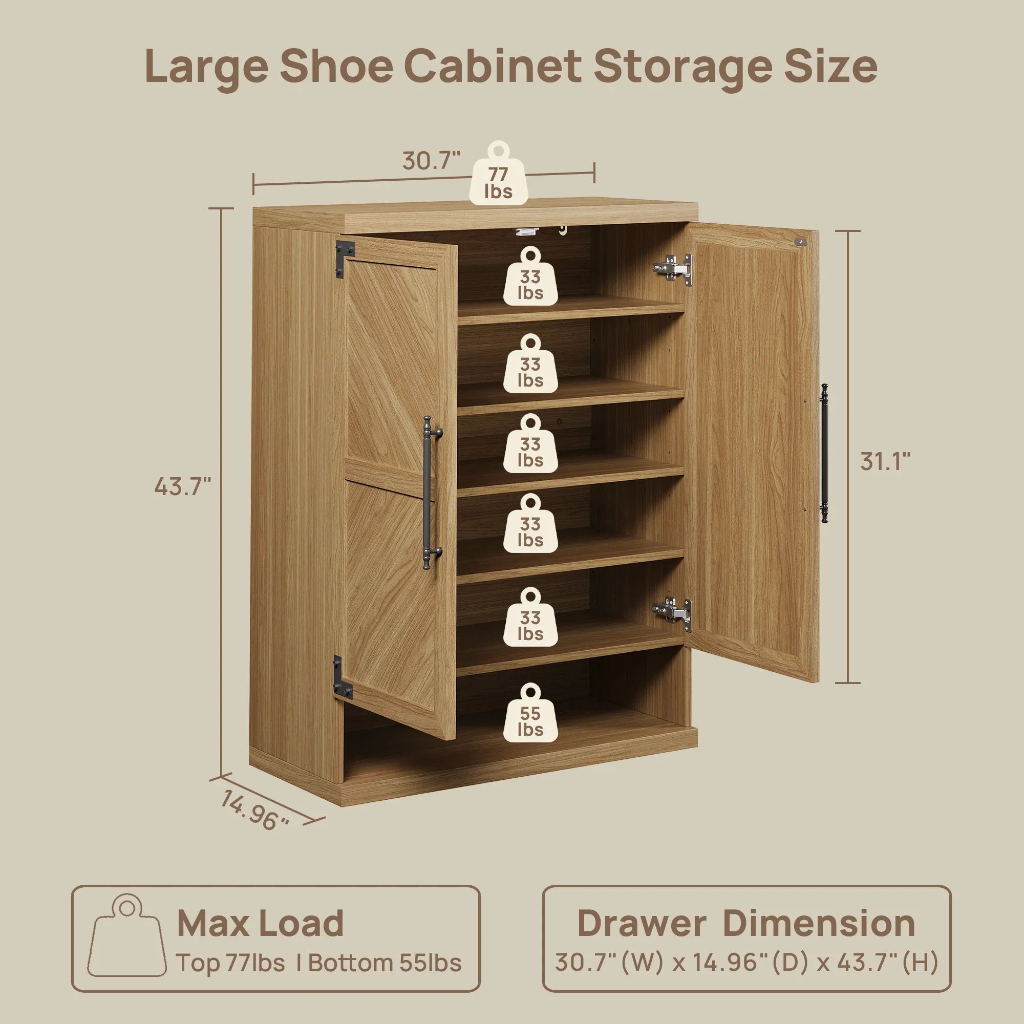 Willow Shoe Cabinet with 2 Doors for Entryway