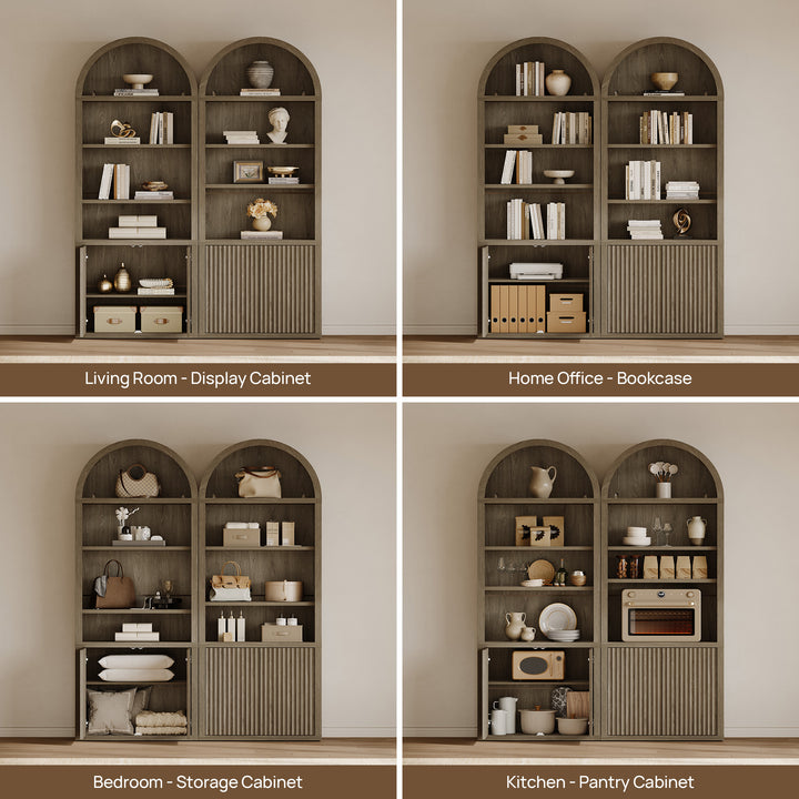 Cas Fluted 2-Door Bookcase, Arched Top
