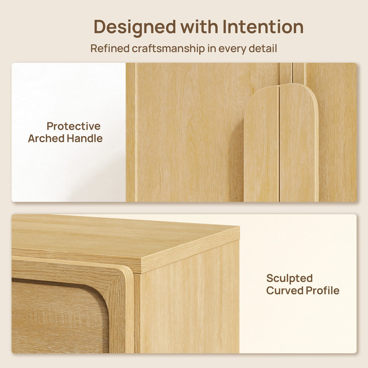 Arcus 2 Doors Sideboard Buffet Cabinet, 31.5Inch Wide - Walnut Brown - 2 Pieces