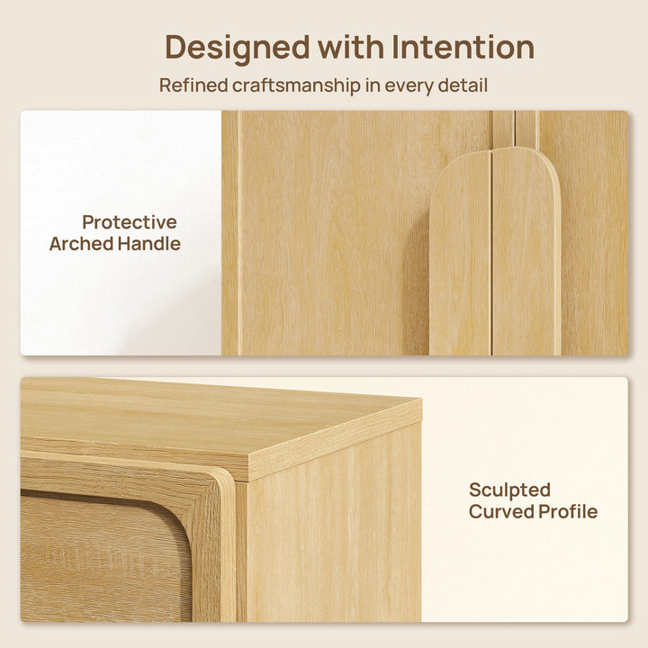 Arcus 2 Doors Sideboard Buffet Cabinet, 31.5Inch Wide - Walnut Brown - 2 Pieces