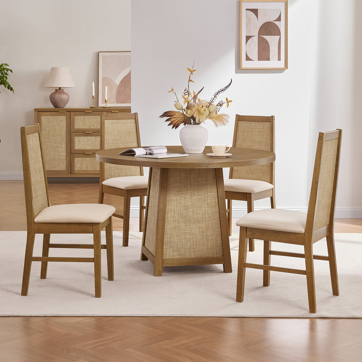 Savanna Upholstered Dining Chair, Solid Wood Frame, Set of 6