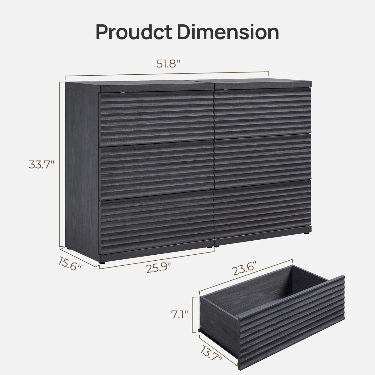 Stria Modular 6-Drawer Dresser with Storage