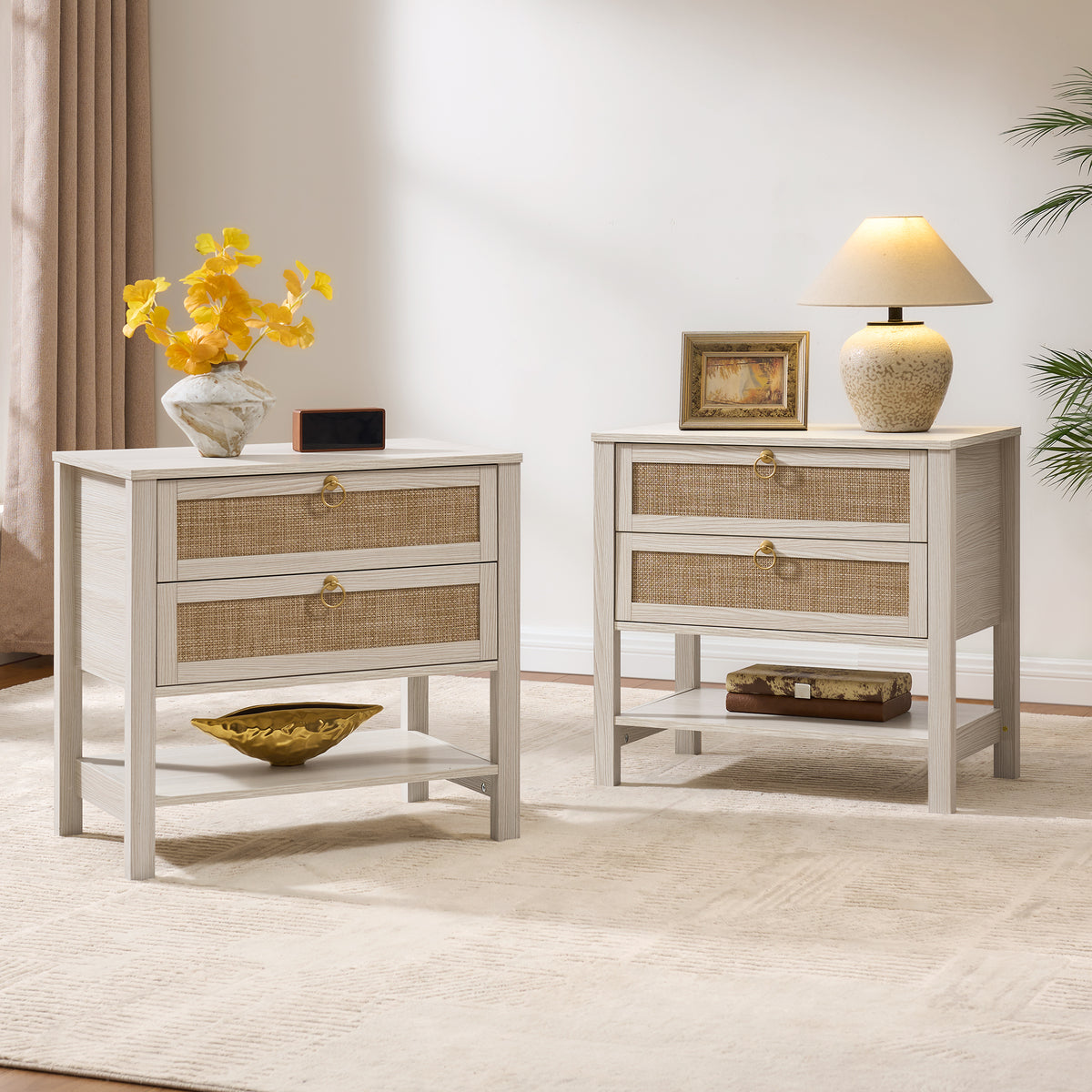 Terra White Nightstand, 25.6Inch Height