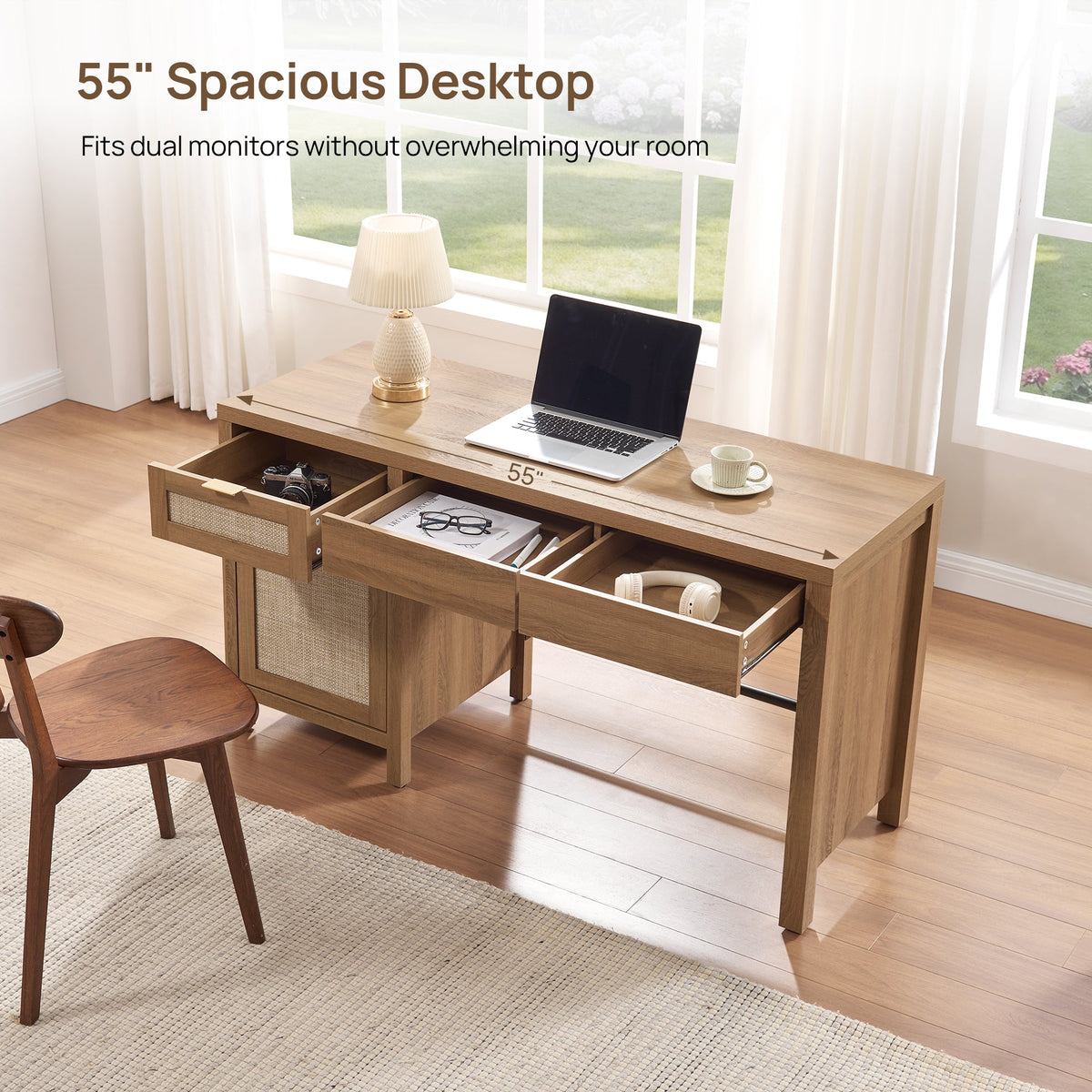 Savanna Home Office Desk with 3 Drawers, Set of 2