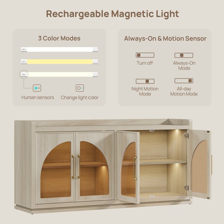 Helio Glass-Door Buffet Cabinet with Lights