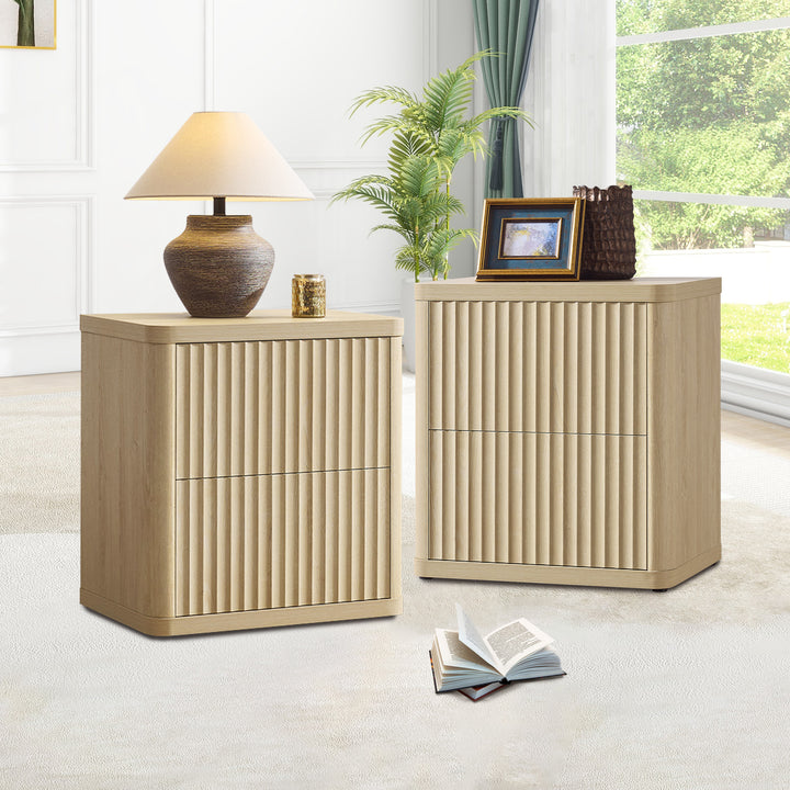 Cas 2-Drawer Nightstand, Fluted Style