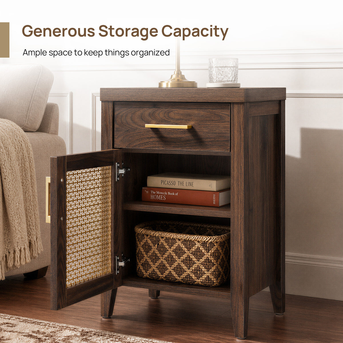 Andy Vintage Nightstand with Storage