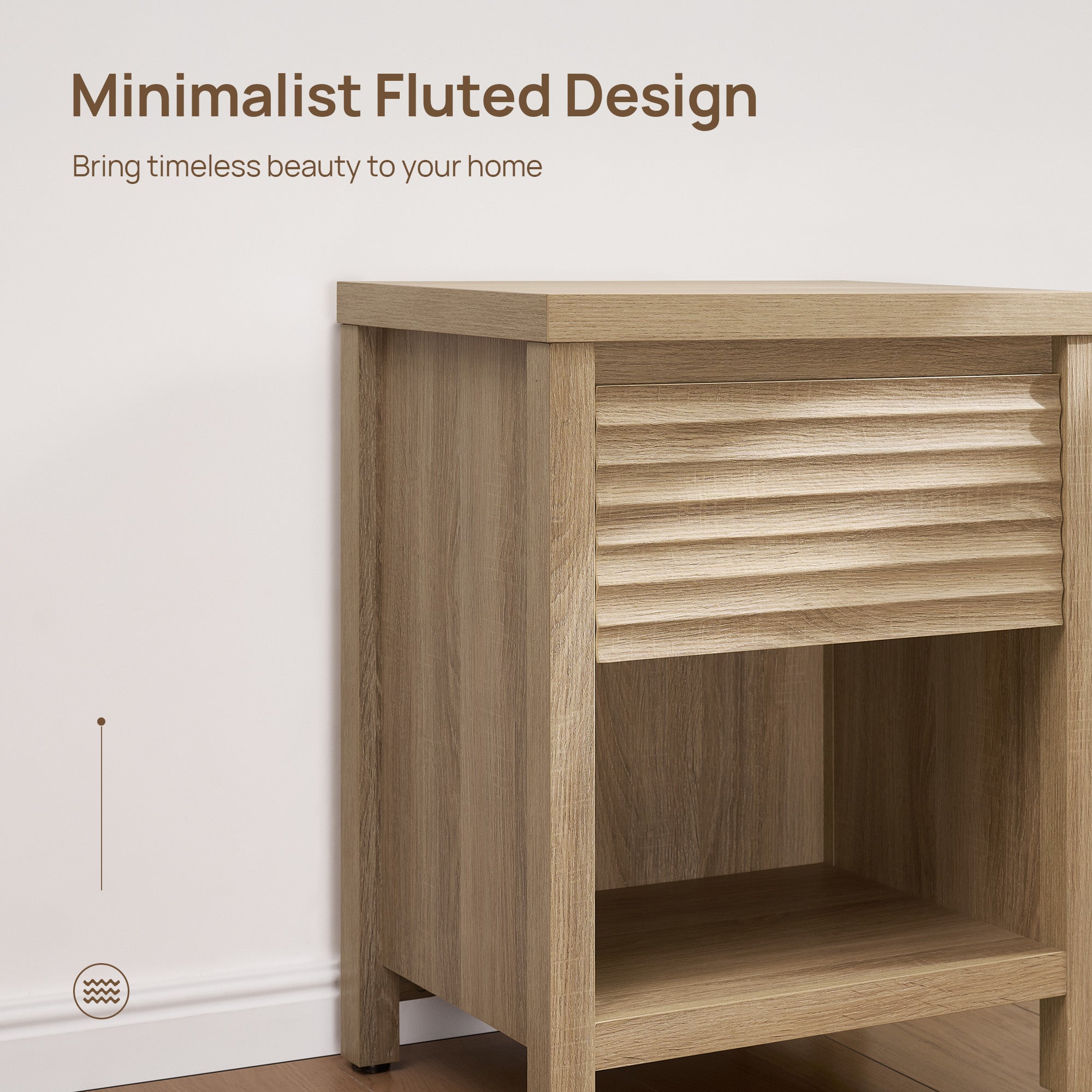 Prelude Wave-Pattern Nightstand with Drawer