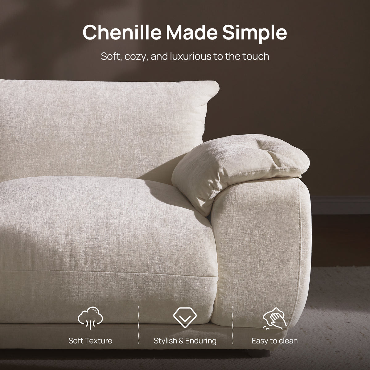 Noor Modular 3 Seater Sofa, Chenille Fabric