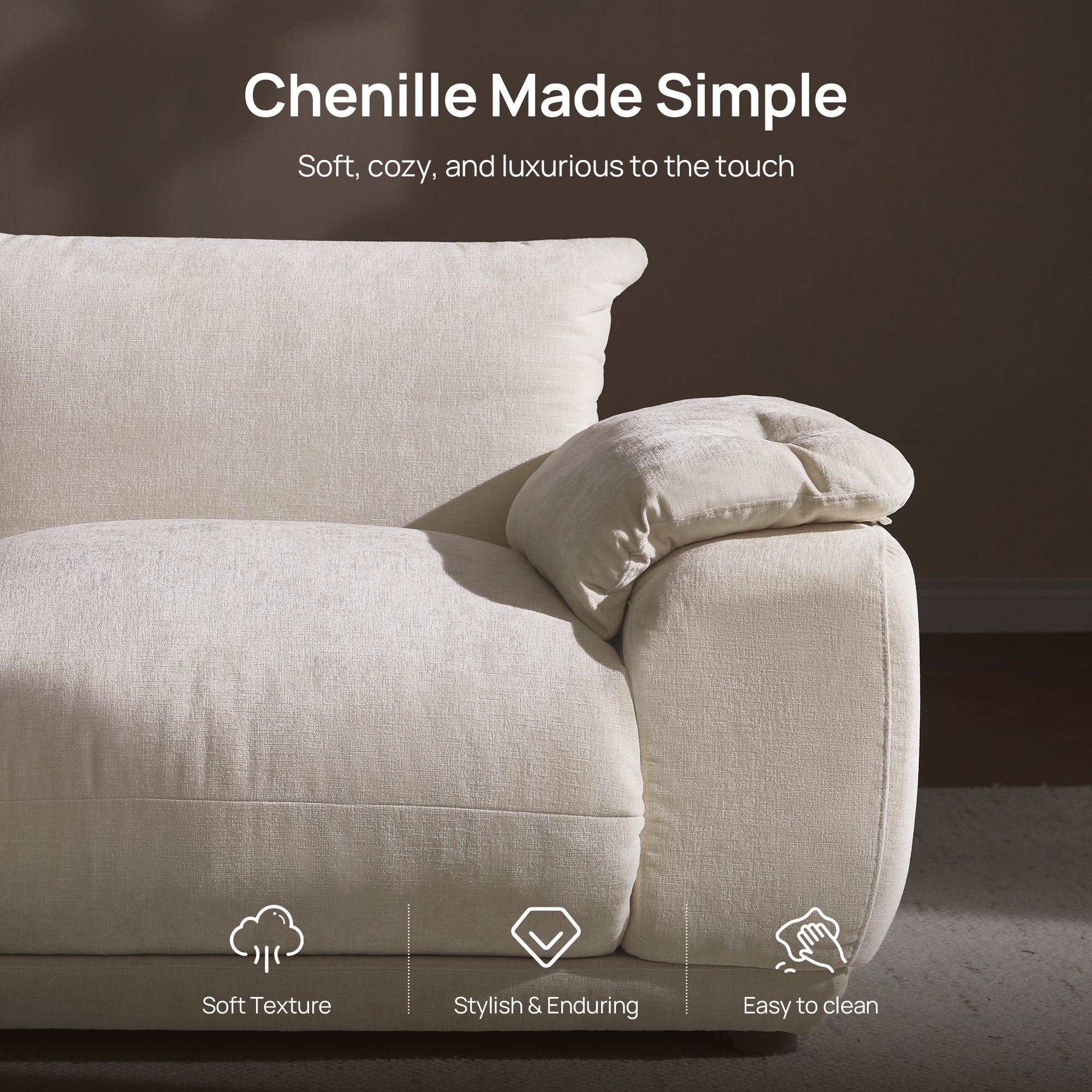 Noor Modular 3 Seater Sofa, Chenille Fabric