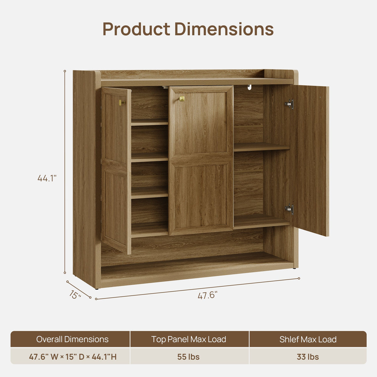 Helio 26-Pair Shoe Cabinet, 3 Doors Storage