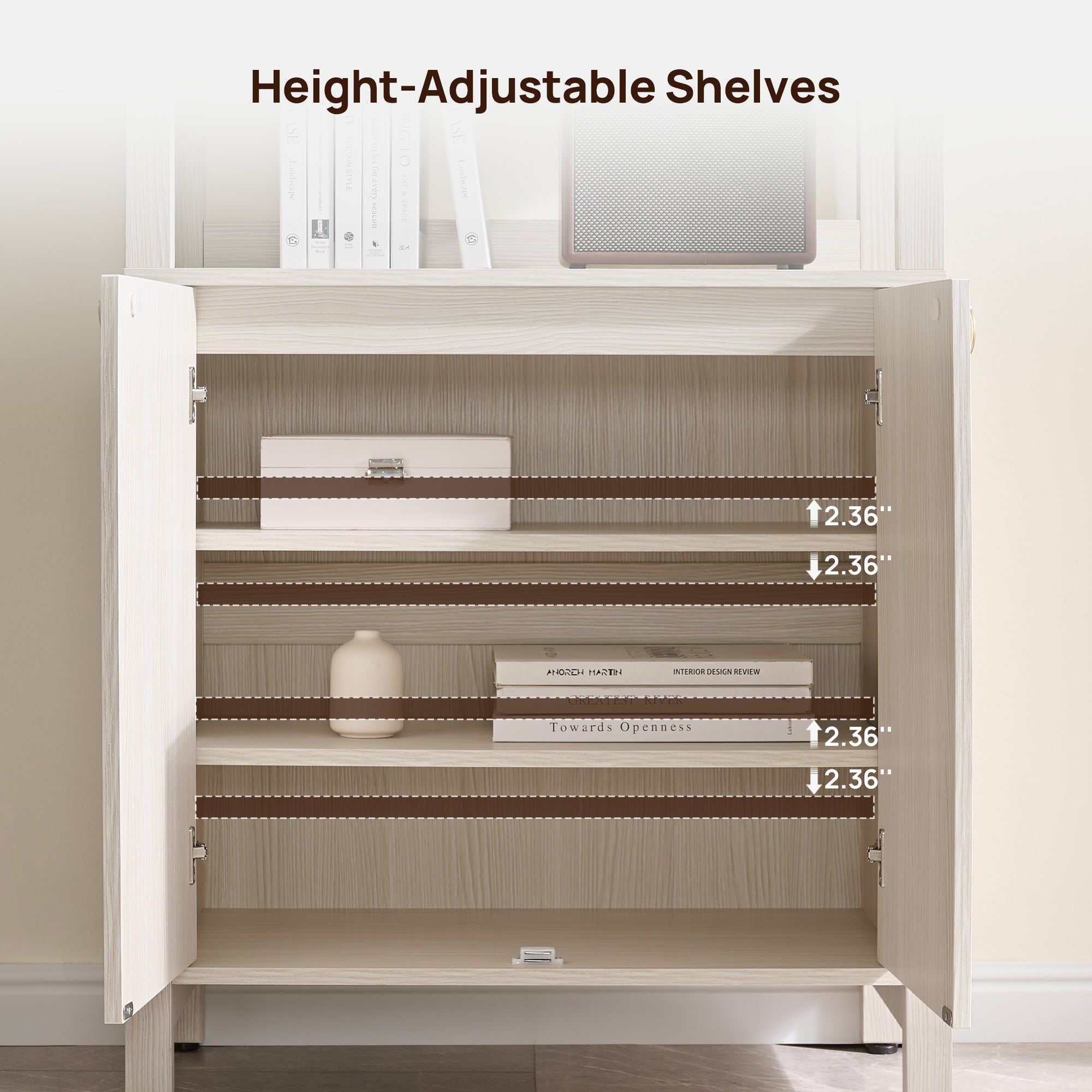 Terra Rattan White Bookshelf, 2 Doors