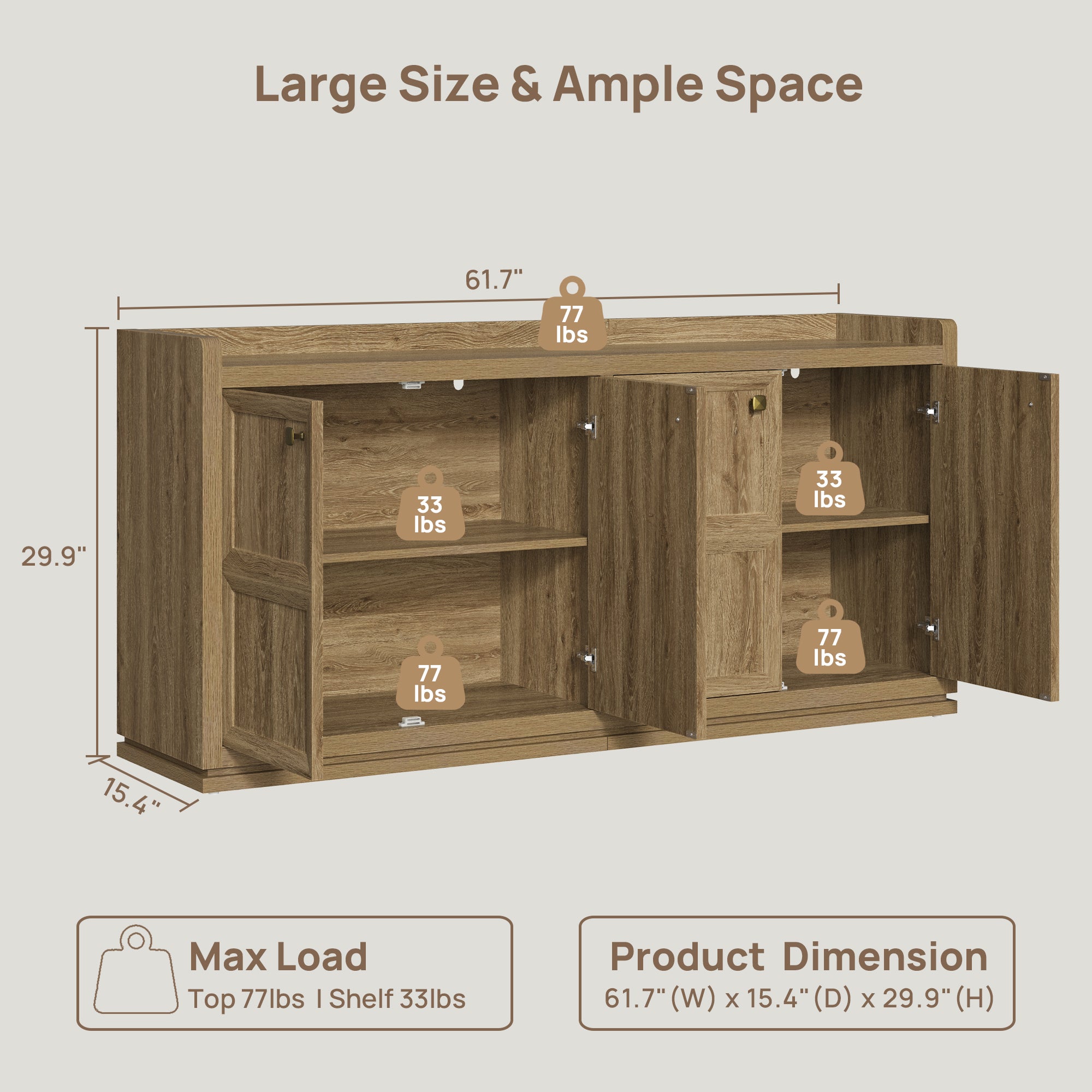 Helio Sideboard Buffet, 4 Doors