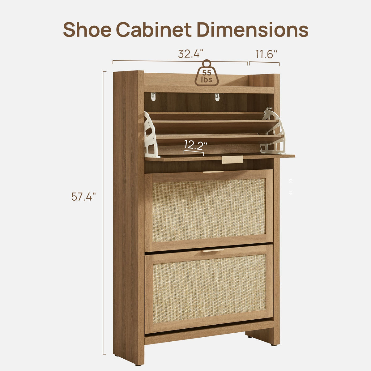 Savanna Flip Shoe Cabinet, 30-Pair Organizer, Set of 2