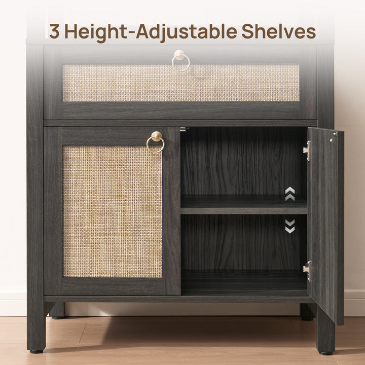 Terra Black Rattan Bookshelf, Large Storage