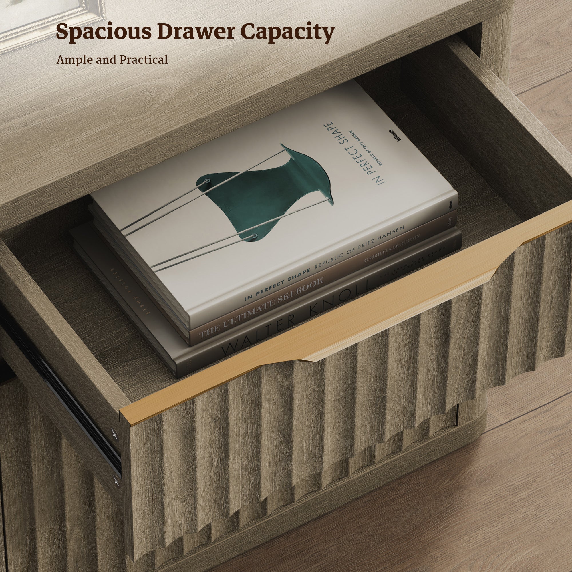 Cas Nightstands 3 Drawers, Golden Handle