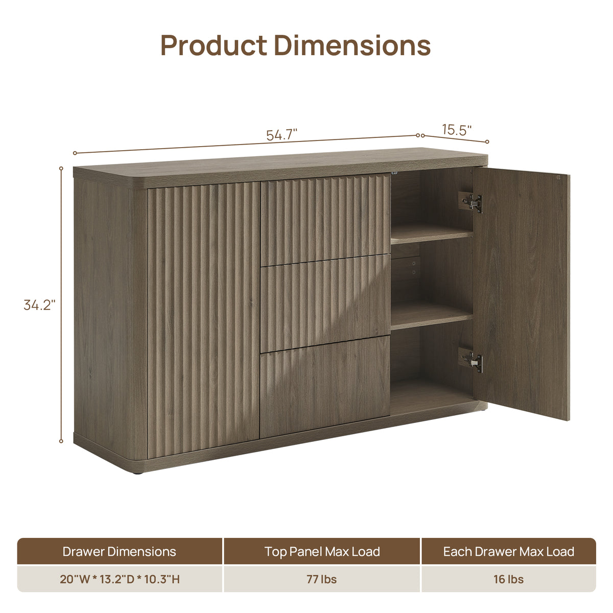 Cas Sideboard With 2 Doors And 3 Drawers