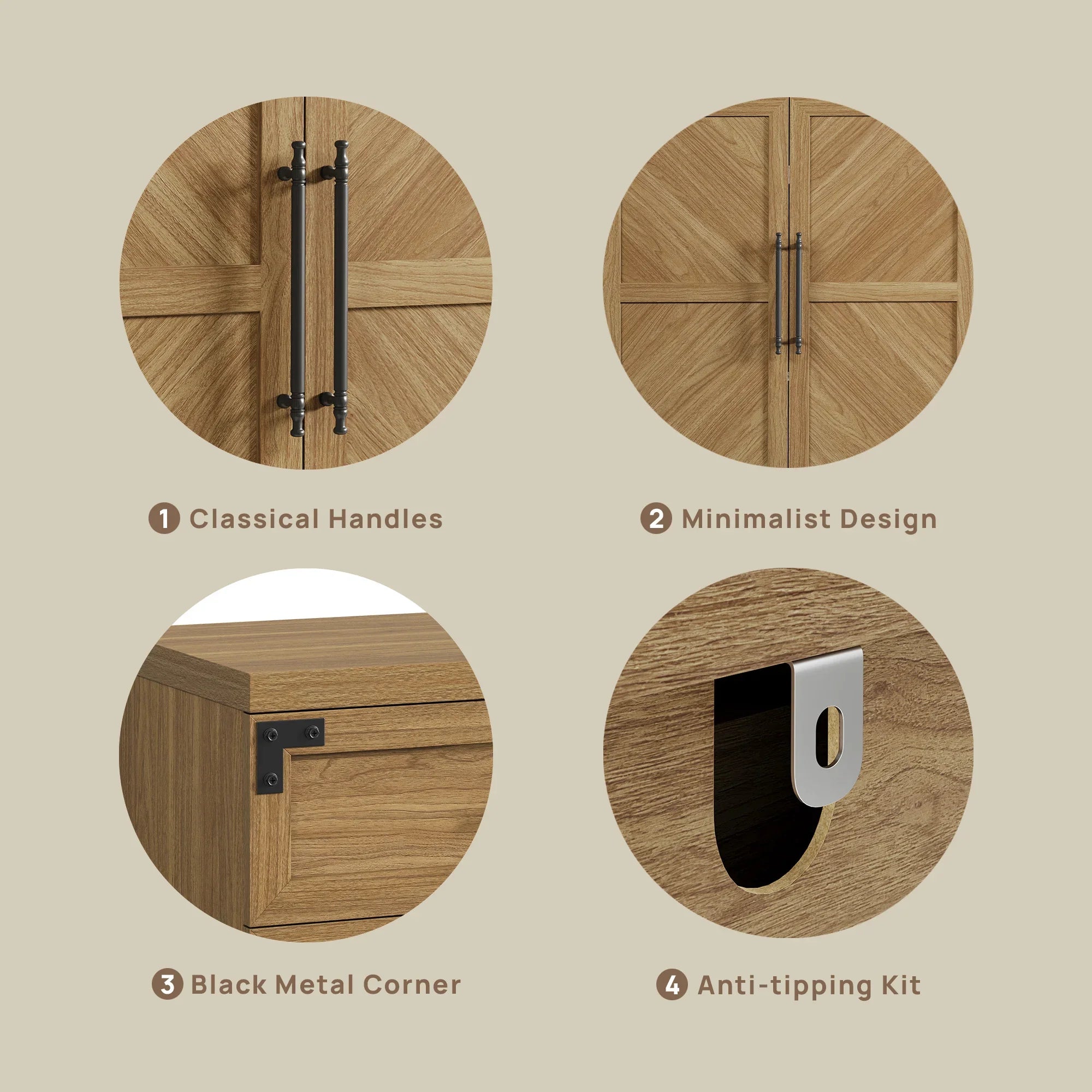 Willow Sideboard with 1 Drawer and 2 Doors for Entryway