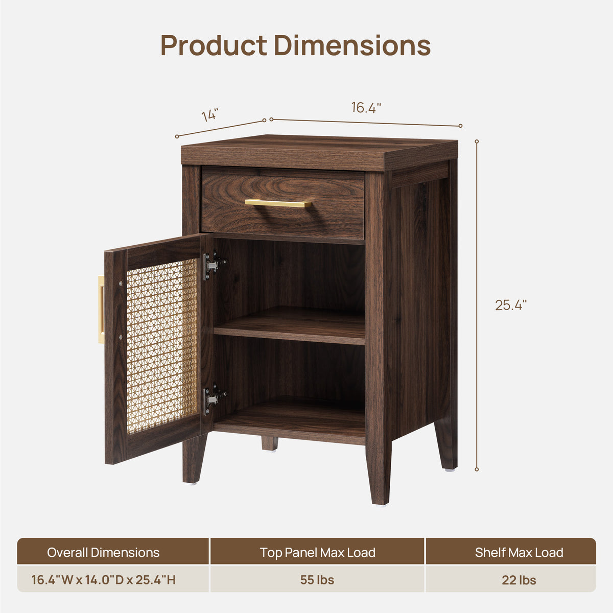 Andy Vintage Nightstand with Storage