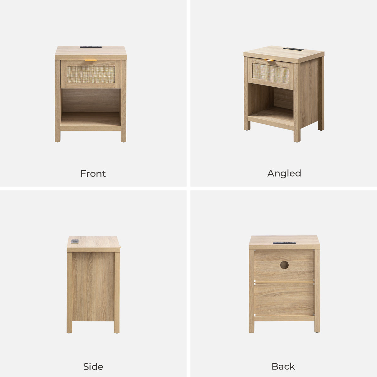 Savanna 1-Drawer Nightstand with Charger, Set of 2