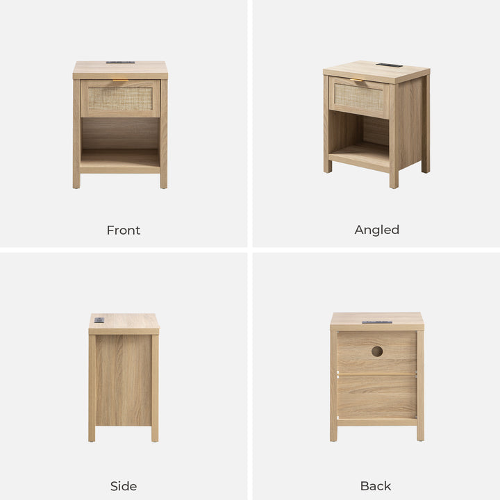 Savanna 1-Drawer Nightstand with Charger, Set of 2