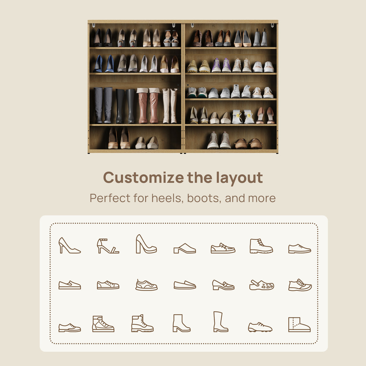 Zura 5-Tier Shoe Storage Cabinet, 44.5-Inch Tall