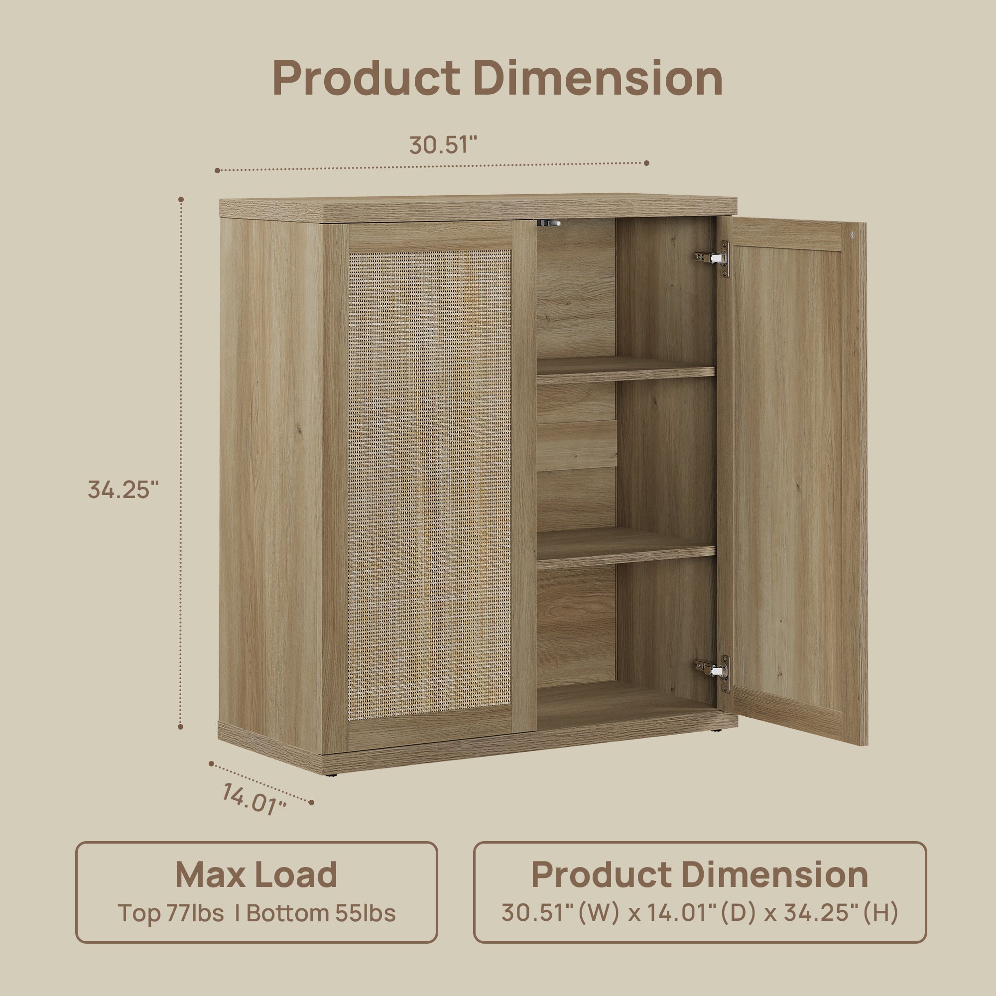 Zura Rattan Sideboard, 2 Doors