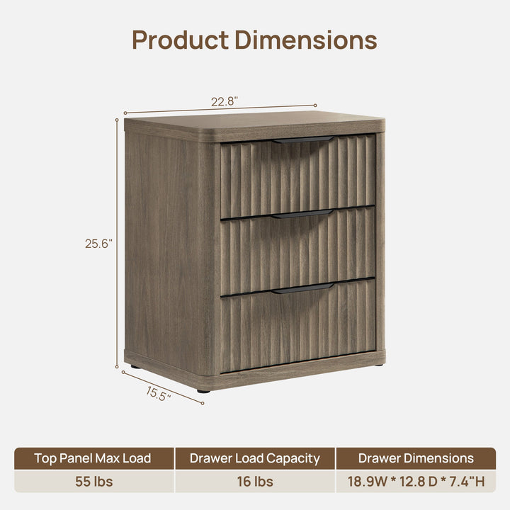 Cas 3 Drawers Dresser, Black Handle