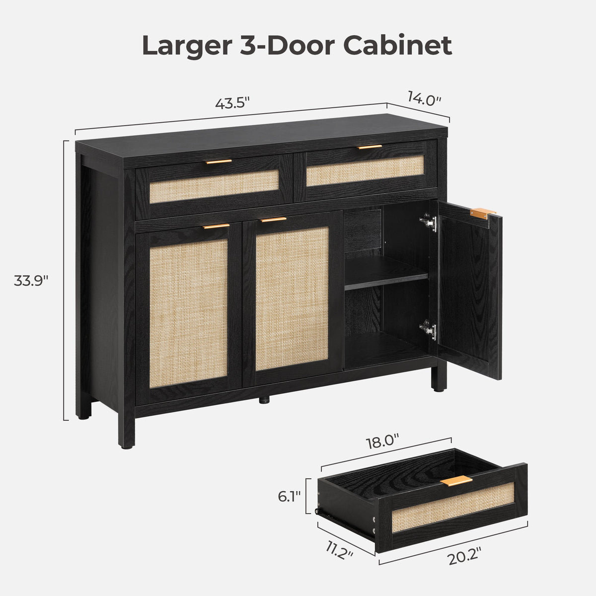 Savanna TV Cabinet with Storage, 43.5'' Wide