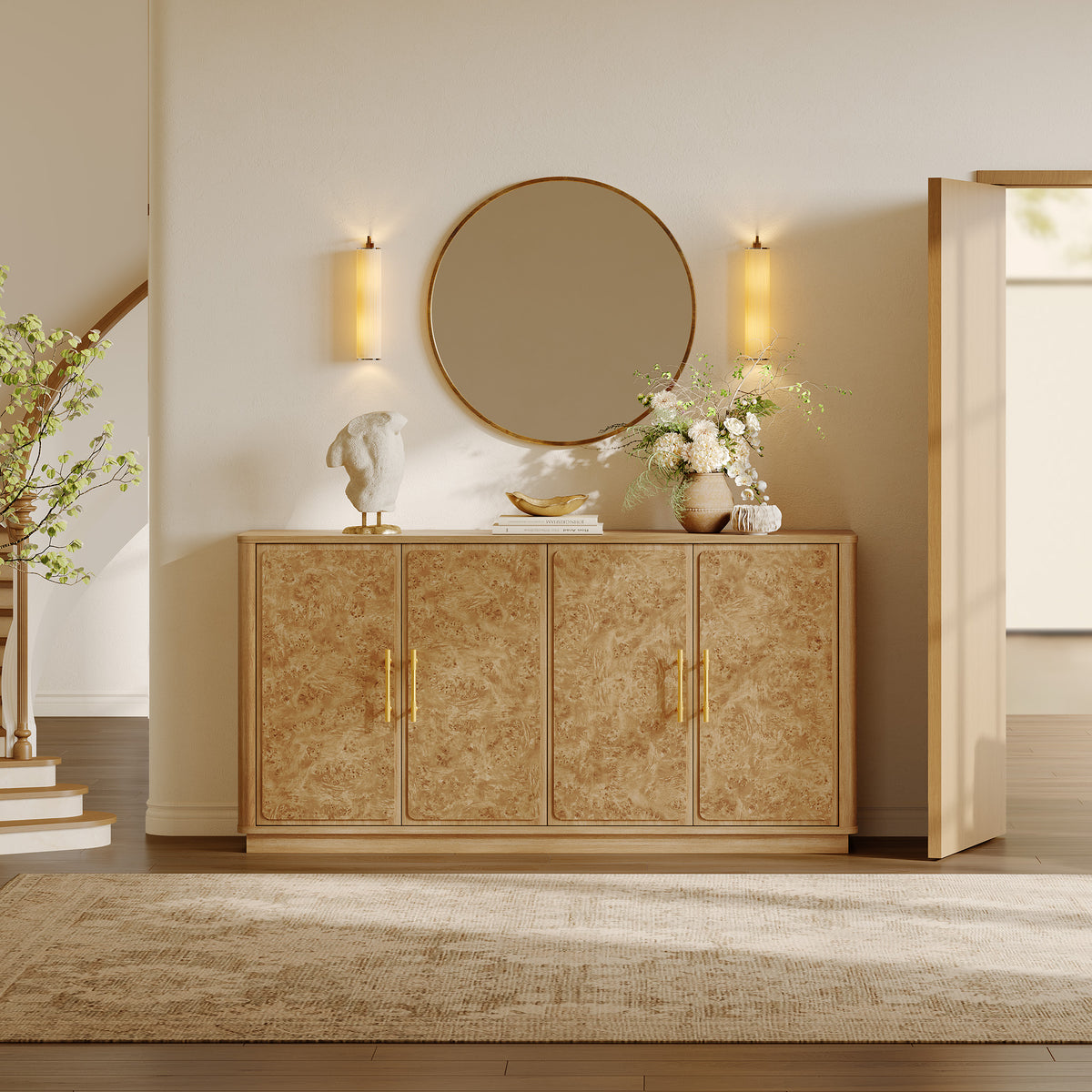 Burluxe Luxury Modern Storage Cabinet, 59-Inch Wide